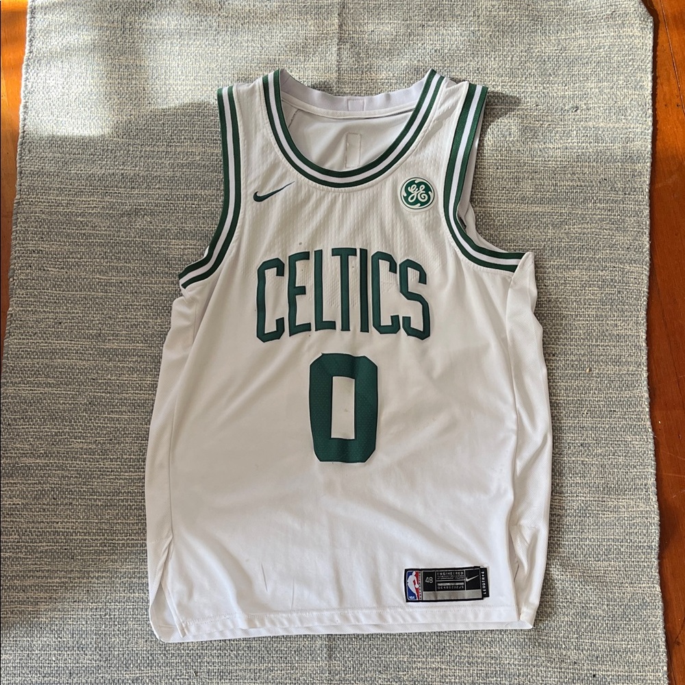 Nike White & Green Celtics #0 Basketball Jersey